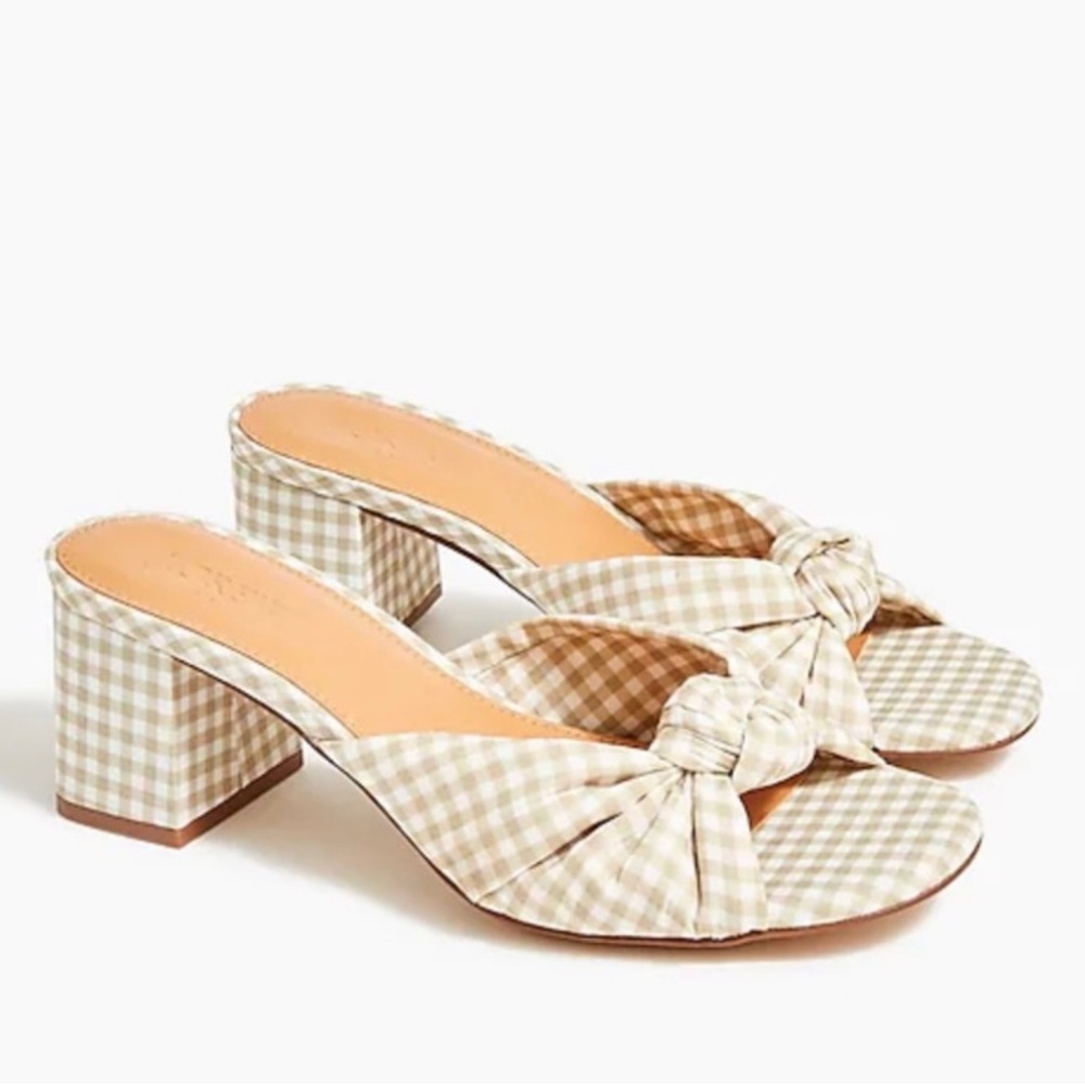 J. Crew Beige Gingham Heels